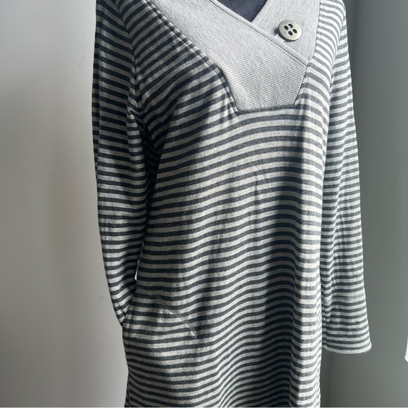 Soft Surroundings Chill Time Striped Grey Sweater Dress Size Medium - Picture 1 of 10